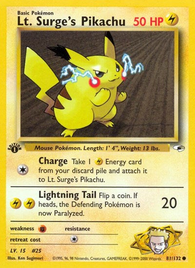 Lt. Surge's Pikachu (Gym Heroes) Heavy Play Unlimited