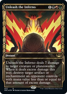 Unleash the Inferno (Gilded Foil) (Streets of New Capenna) Light Play Foil