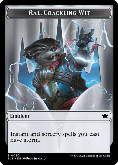 Emblem - Ral, Crackling Wit / Bushy Bodyguard Double-Sided Token (Bloomburrow) Light Play Foil
