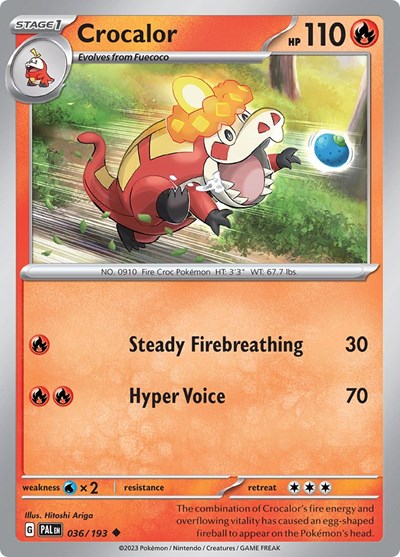 Crocalor - 036 (SV02: Paldea Evolved) Light Play Reverse Holofoil