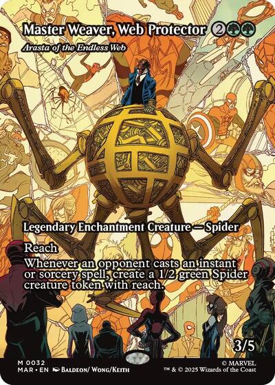 Master Weaver, Web Protector - Arasta of the Endless Web (Borderless) (Marvel Eternal-Legal) Light Play