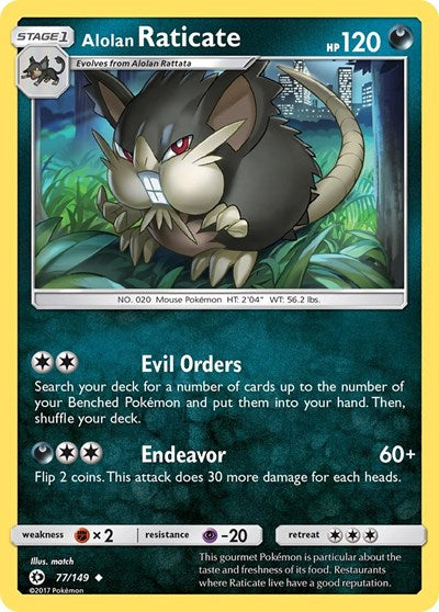 Alolan Raticate (SM Base Set) Light Play