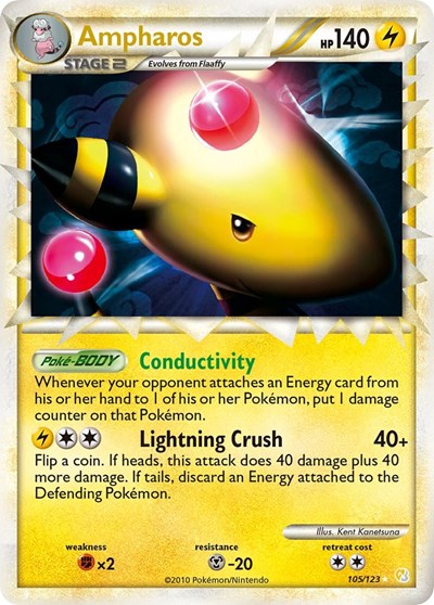Ampharos (Prime) (HeartGold SoulSilver) Damaged / Poor Holofoil