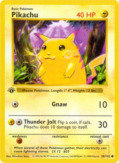 Pikachu (Base Set (Shadowless)) Near Mint 1st Edition