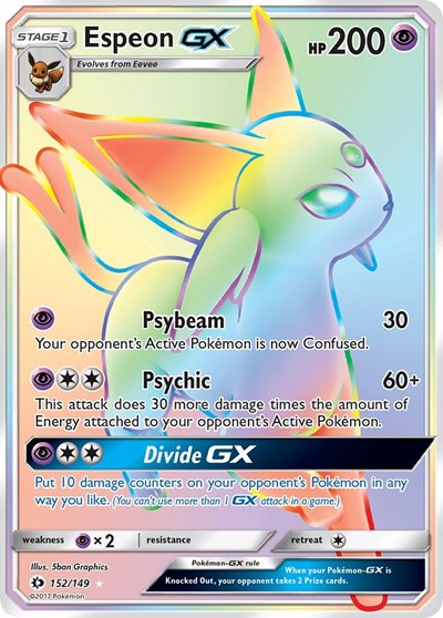 Espeon GX (Secret) (SM Base Set) Medium Play Holofoil