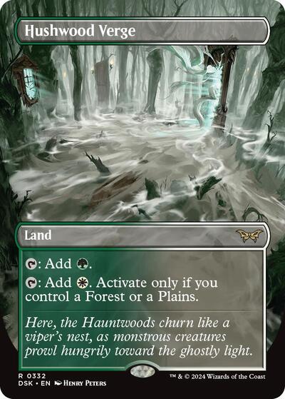 Hushwood Verge (Borderless) (Duskmourn: House of Horror) Light Play Foil