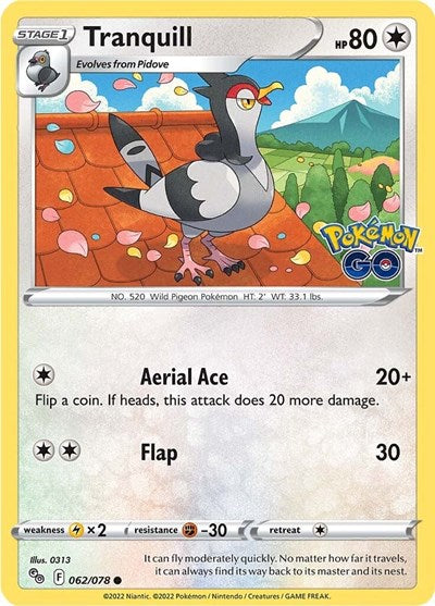 Tranquill (Pokemon GO) Light Play Reverse Holofoil