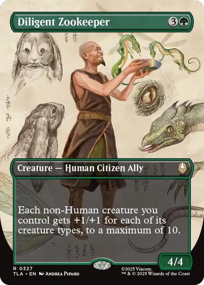Diligent Zookeeper (Borderless) (Avatar: The Last Airbender) Light Play
