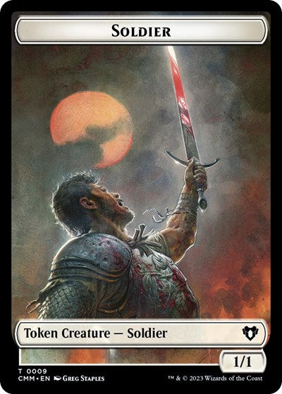 Soldier / Ogre Double-Sided Token (Commander Masters) Light Play