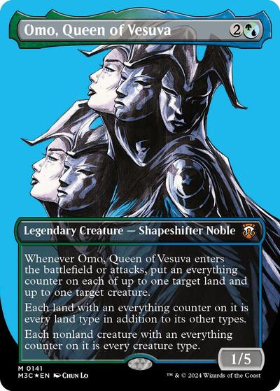 Omo, Queen of Vesuva (Borderless) (Ripple Foil) (Commander: Modern Horizons 3) Light Play Foil