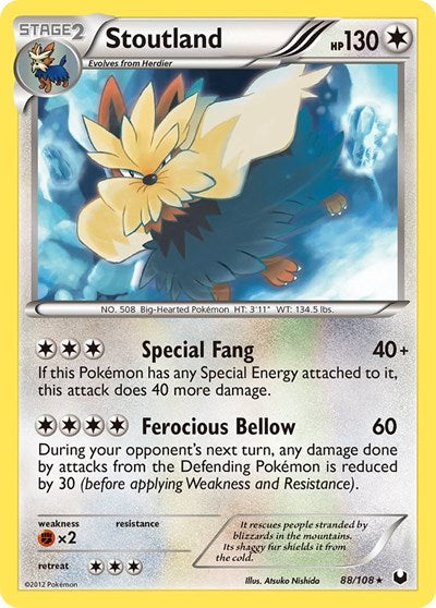 Stoutland (Dark Explorers) Medium Play Reverse Holofoil