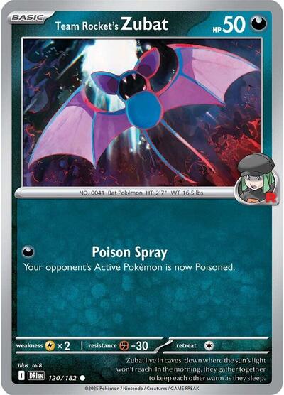 Team Rocket's Zubat (SV10: Destined Rivals) Light Play Reverse Holofoil