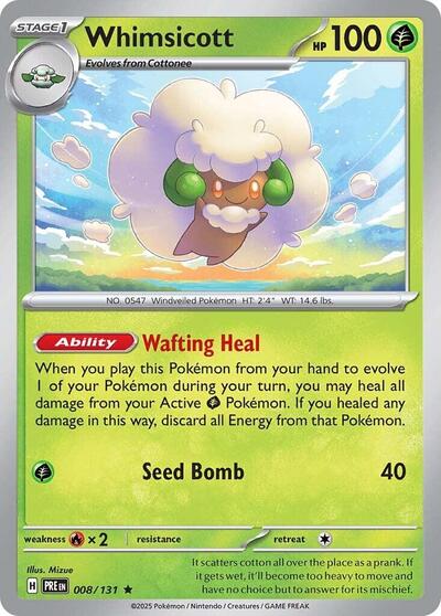 Whimsicott (SV: Prismatic Evolutions) Light Play Reverse Holofoil