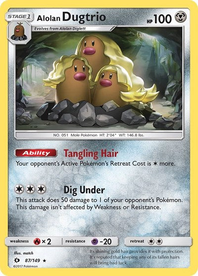 Alolan Dugtrio (SM Base Set) Light Play Holofoil