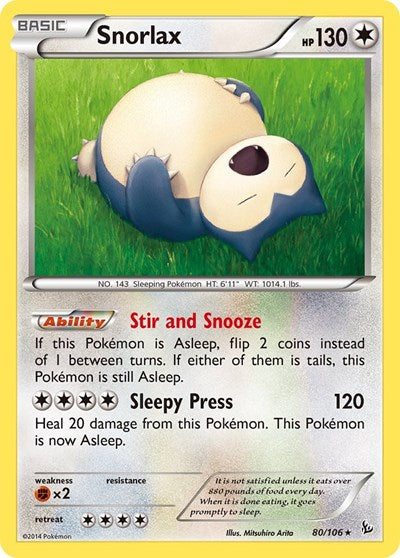 Snorlax (XY - Flashfire) Medium Play Reverse Holofoil