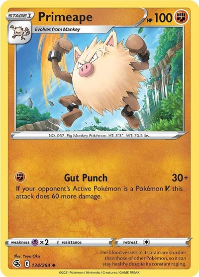 Primeape (SWSH08: Fusion Strike) Light Play Reverse Holofoil