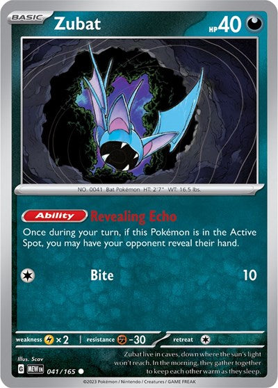 Zubat (Scarlet and Violet: 151) Light Play Reverse Holofoil