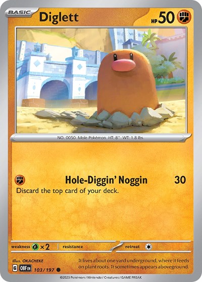 Diglett (Scarlet and Violet: Obsidian Flames) Light Play Reverse Holofoil
