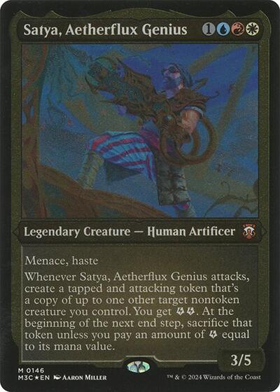 Satya, Aetherflux Genius (Display Commander) - Thick Stock (Commander: Modern Horizons 3) Light Play Foil