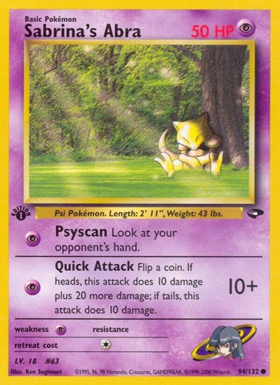 Sabrina's Abra (94) (Gym Challenge) Near Mint 1st Edition