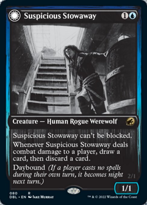 Suspicious Stowaway / Seafaring Werewolf (Innistrad: Double Feature) Light Play Foil