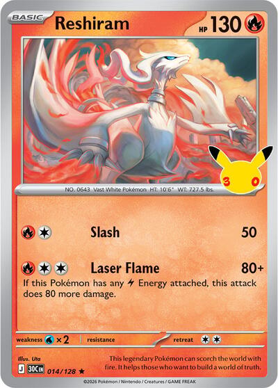 Reshiram (ME: 30th Celebration) Light Play Holofoil