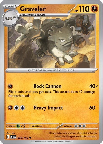 Graveler (Scarlet and Violet: 151) Light Play Reverse Holofoil