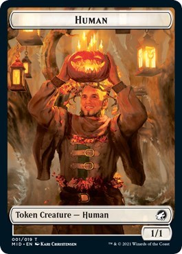 Human (001) / Emblem - Wrenn and Seven Double-sided Token (Innistrad: Midnight Hunt) Light Play Foil