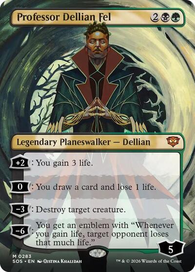 Professor Dellian Fel (Borderless) (Secrets of Strixhaven) Light Play