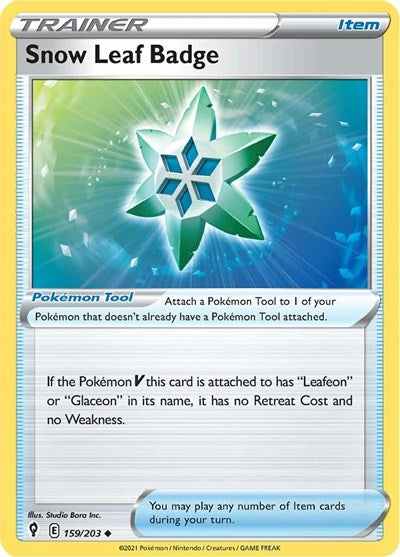 Snow Leaf Badge (SWSH07: Evolving Skies) Light Play Reverse Holofoil