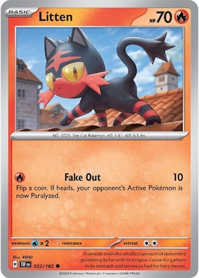 Litten - 032 (SV05: Temporal Forces) Light Play Reverse Holofoil