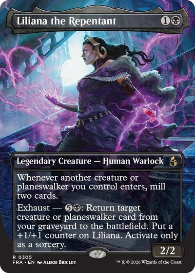 Liliana the Repentant (Borderless) (Reality Fracture) Light Play Foil