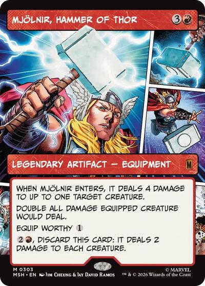 Mjolnir, Hammer of Thor (Borderless) (0303) (Marvel Super Heroes) Light Play Foil