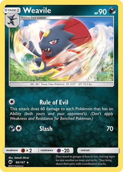 Weavile (SM - Burning Shadows) Medium Play