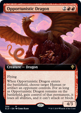 Opportunistic Dragon (Extended Art) (Throne of Eldraine) Light Play