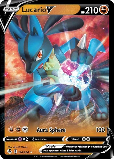 Lucario V (SWSH08: Fusion Strike) Light Play Holofoil