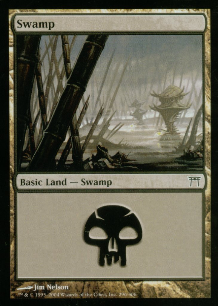 Swamp (296) (Champions of Kamigawa) Medium Play