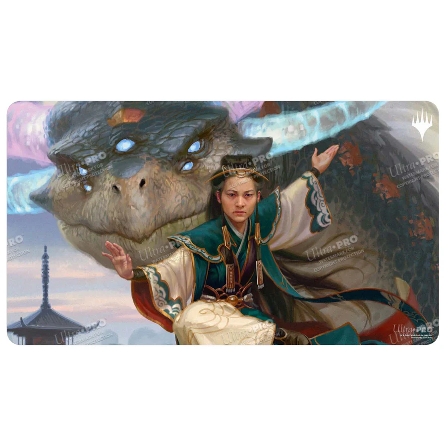 Ultra Pro - Tarkir Dragonstorm Shiko and Narset, Unified (Jeskai Striker Commander Deck) Black Stitched Playmat for Magic: The Gathering