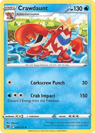 Crawdaunt (SWSH09: Brilliant Stars) Light Play Reverse Holofoil