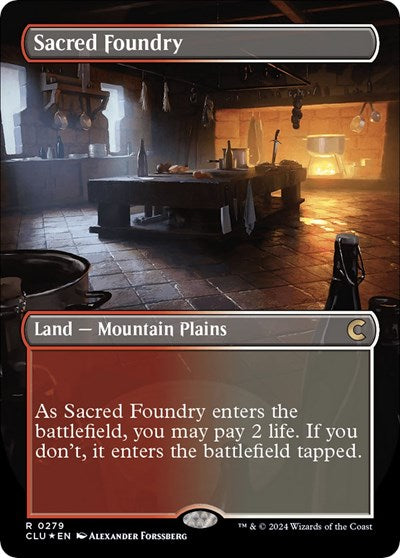 Sacred Foundry (Borderless) (Ravnica: Clue Edition) Damaged / Poor Foil