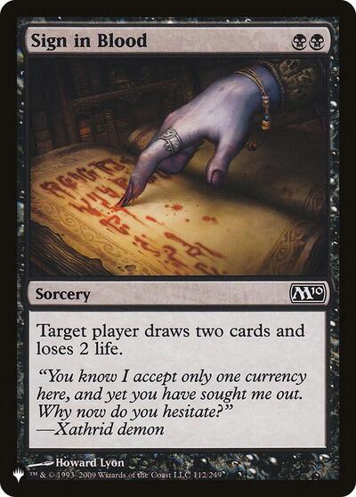 Sign in Blood (M10) (The List) Light Play