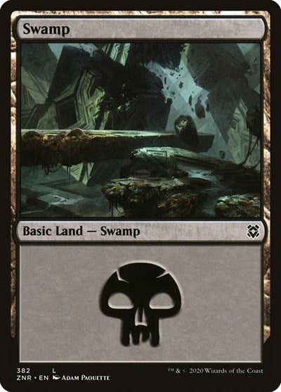 Swamp (382) (Zendikar Rising) Light Play Foil