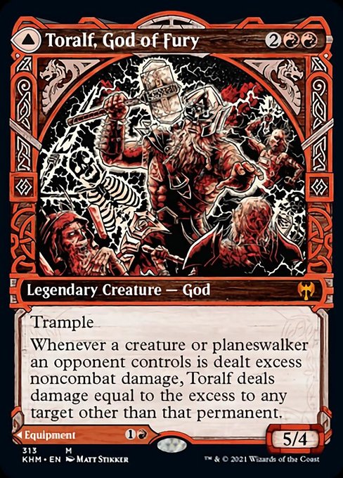 Toralf, God of Fury / Toralf's Hammer (Showcase) (Kaldheim) Light Play