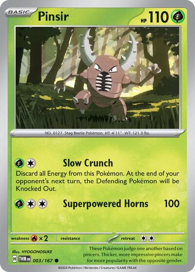 Pinsir - 003 (SV06: Twilight Masquerade) Light Play Reverse Holofoil