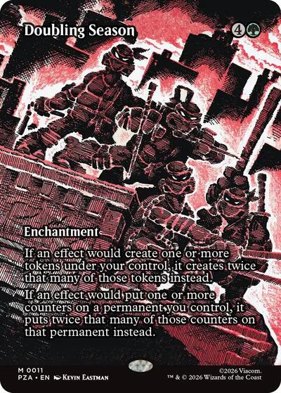 Doubling Season (Borderless) (Teenage Mutant Ninja Turtles Eternal-Legal) Light Play Foil