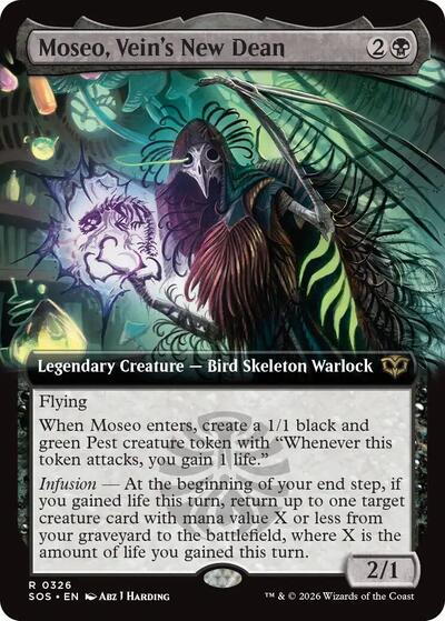 Moseo, Vein's New Dean (Extended Art) (Secrets of Strixhaven) Light Play Foil