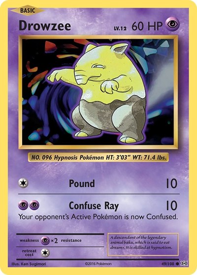 Drowzee (XY - Evolutions) Medium Play Reverse Holofoil