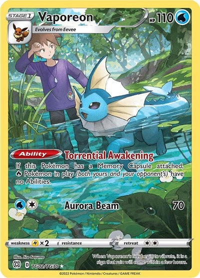 Vaporeon (SWSH09: Brilliant Stars Trainer Gallery) Medium Play Holofoil