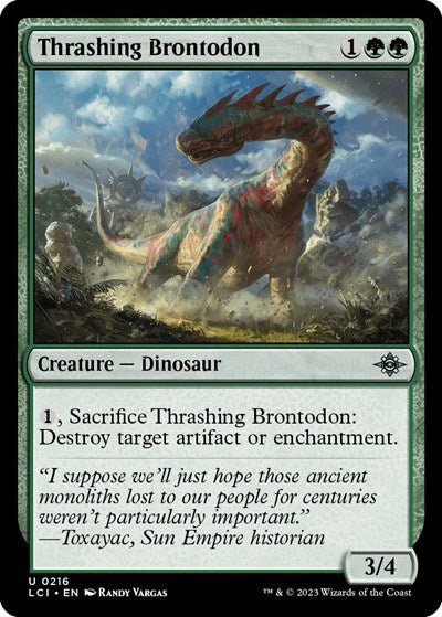 Thrashing Brontodon (The Lost Caverns of Ixalan) Light Play Foil