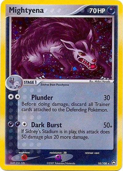 Mightyena - 18/108 (Cosmos Holo) (Deck Exclusives) Heavy Play Holofoil